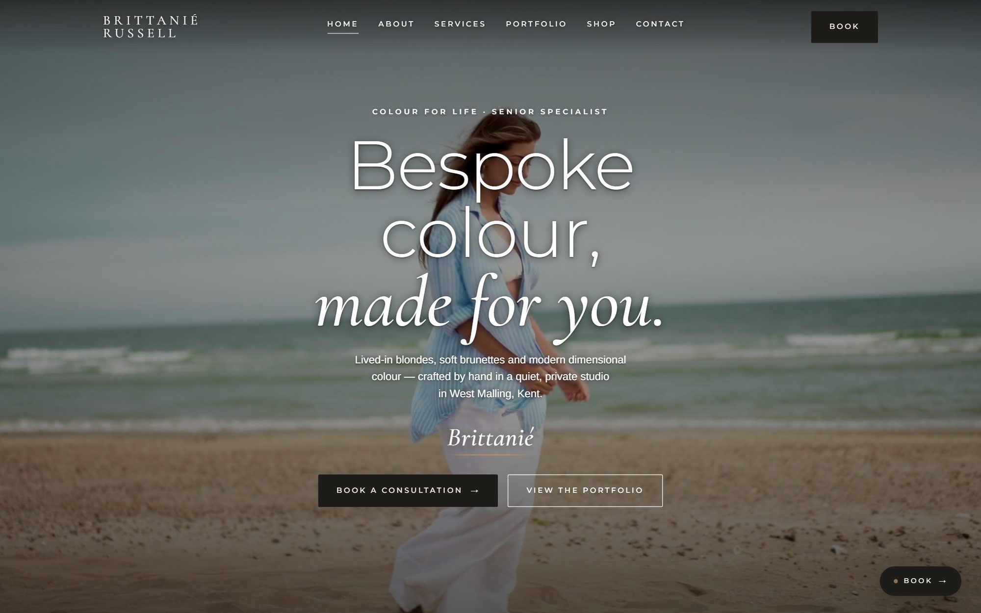 Brittanié Russell hair colour studio homepage preview